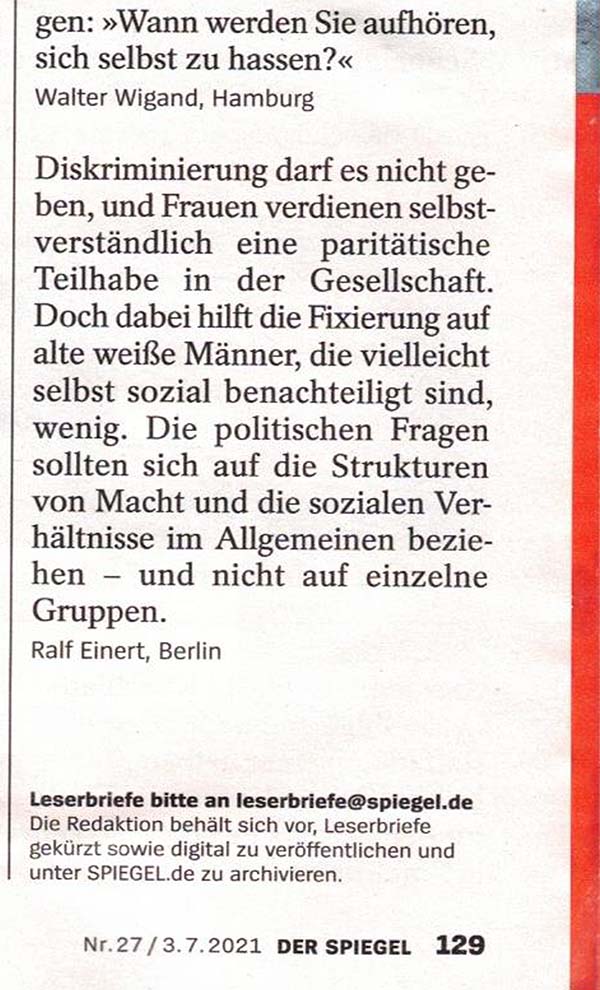 Leserbrief im Spiegel