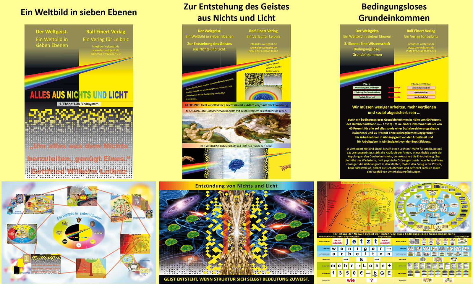 Plakate: Weltbild, Geist, Grundeinkommen